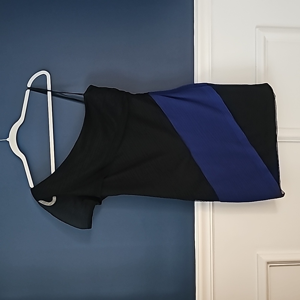 BCBGeneration- Black and blue One shoulder cocktail dress, Size 6
